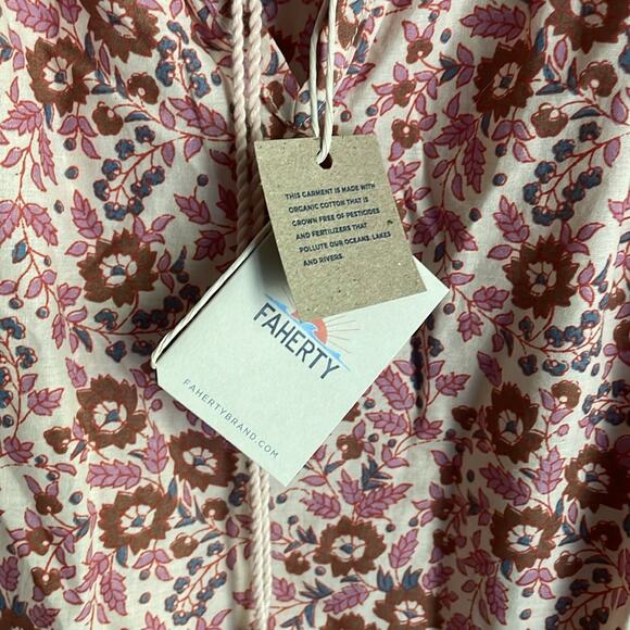 Faherty Florence Peasant Top Earth Block Print - Picture 6 of 15